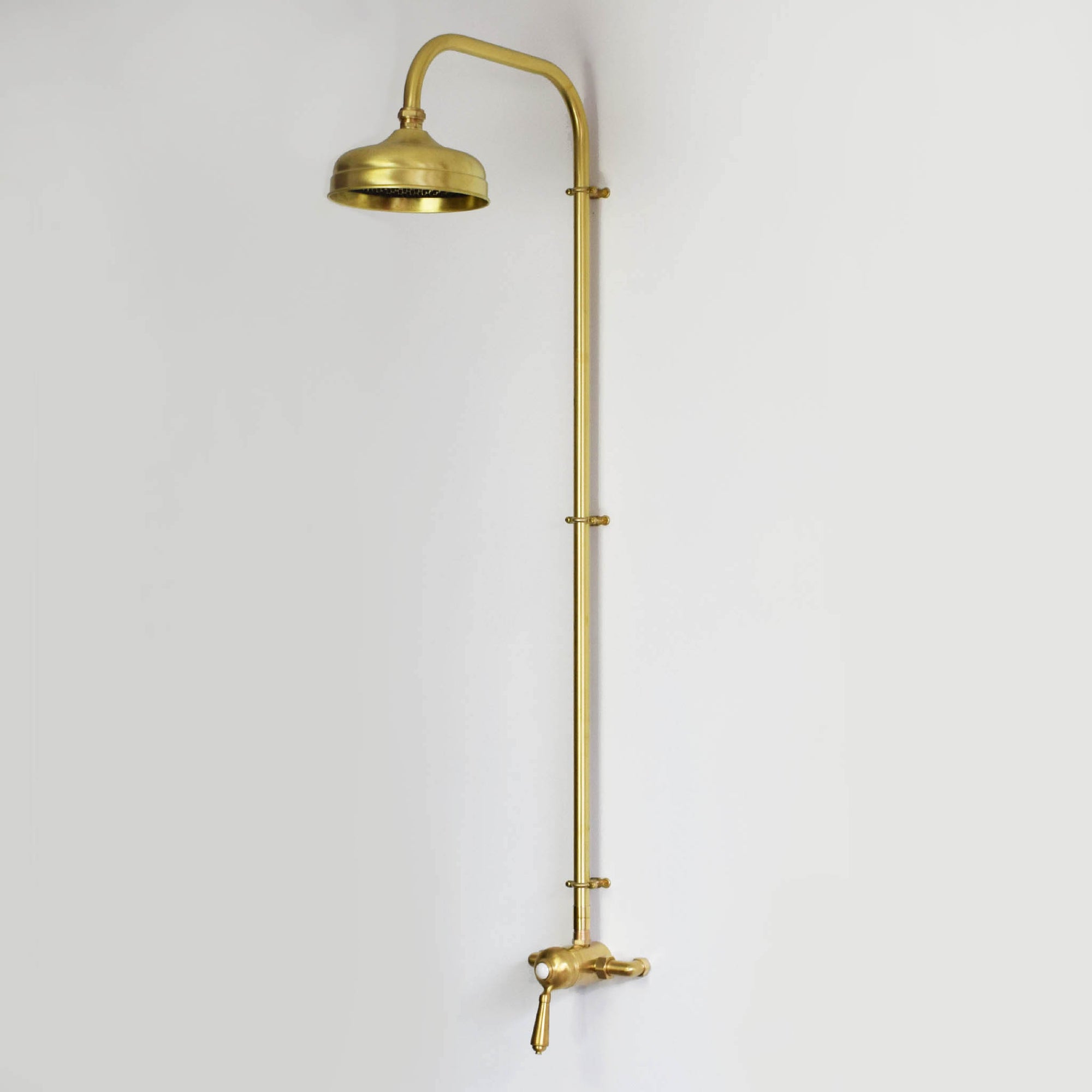brass thermostatic shower for use as an indoor shower or outdoor garden shower