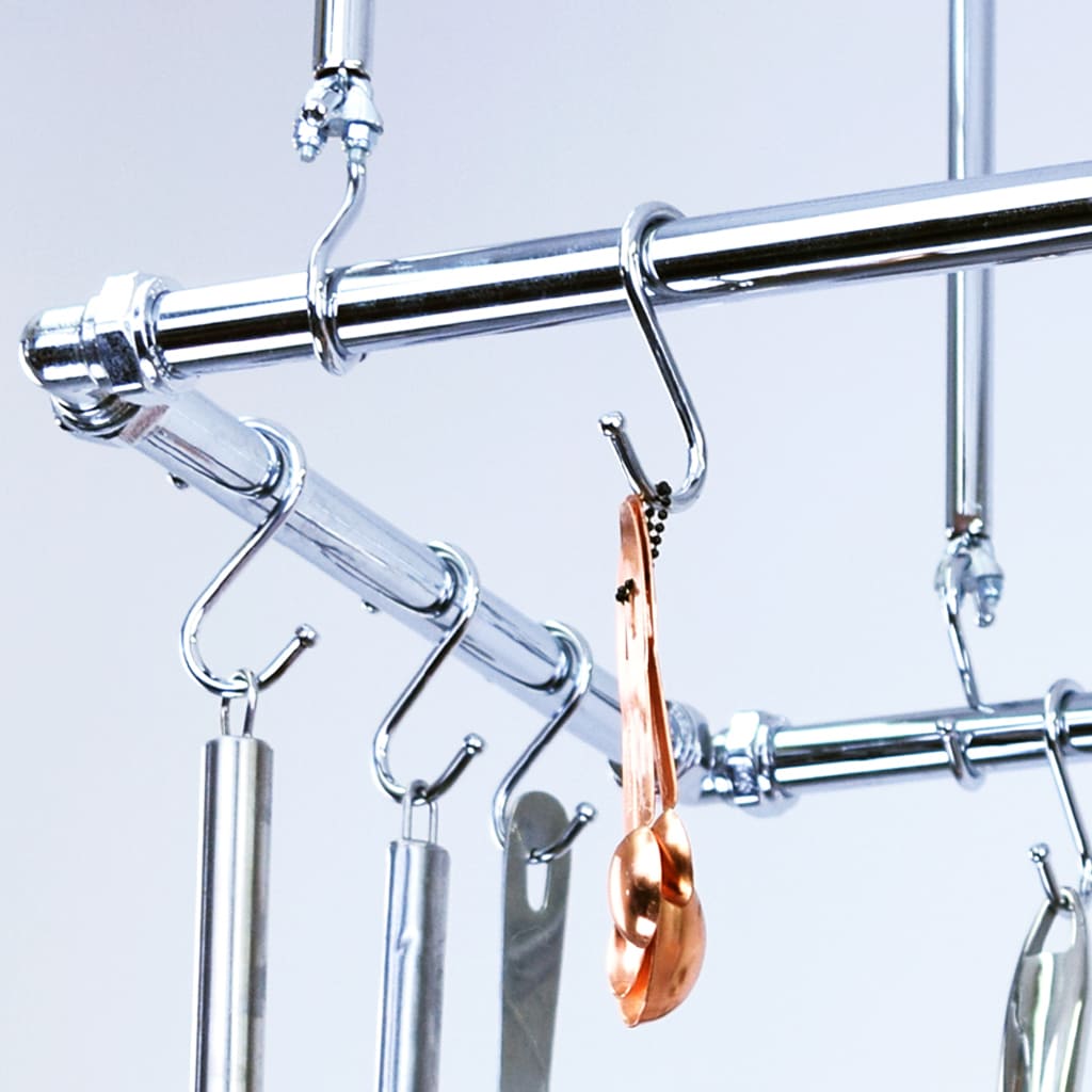 Chrome S Hooks on chrome hanging pan rack