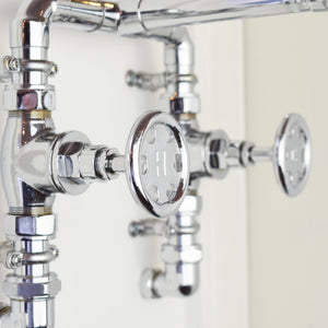 chunky chrome industrial taps kitchen wall tap