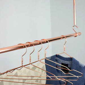 Hanging Copper Clothes Rail - Hanger closeup 