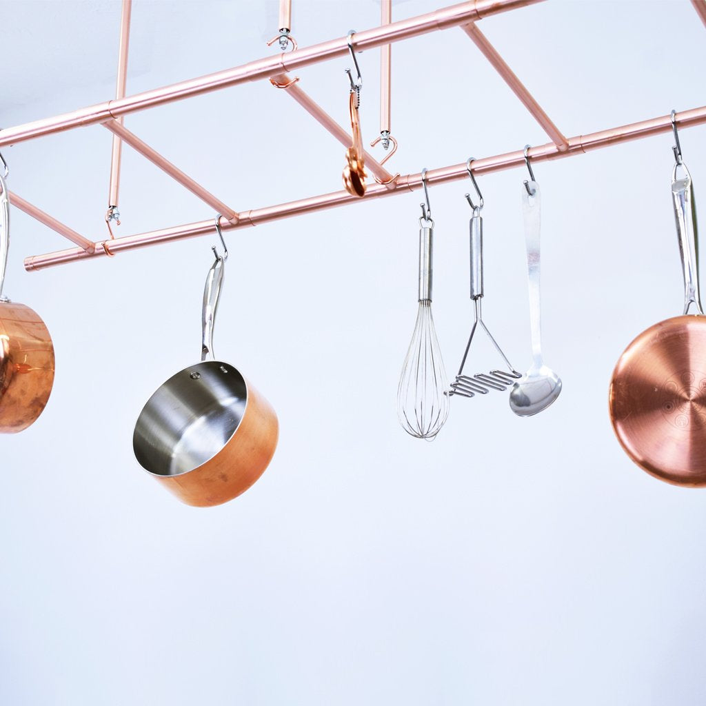 Copper Ceiling Pot and Pan Ladder Rack - Proper Copper Design
