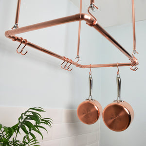 Copper Ceiling Pot and Pan Rack - Angled view