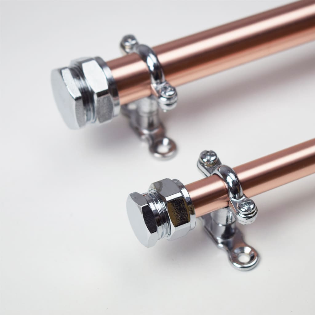 Curtain Rail in Copper and Chrome - Proper Copper Design