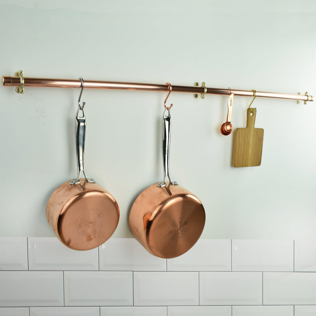 Wall Mounted Copper Pot and Pan Rail - 22mm - Proper Copper Design