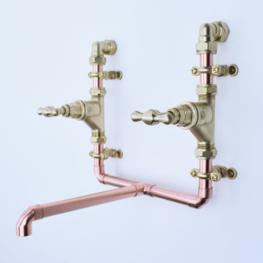 Copper Mixer Tap - Ortoire - Mounted on a plain wall
