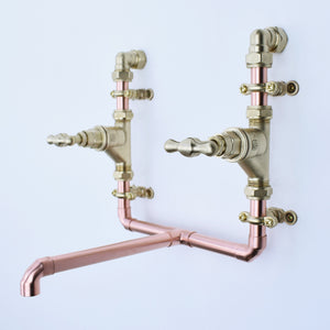 Copper Mixer Tap - Ortoire - Mounted on a plain wall