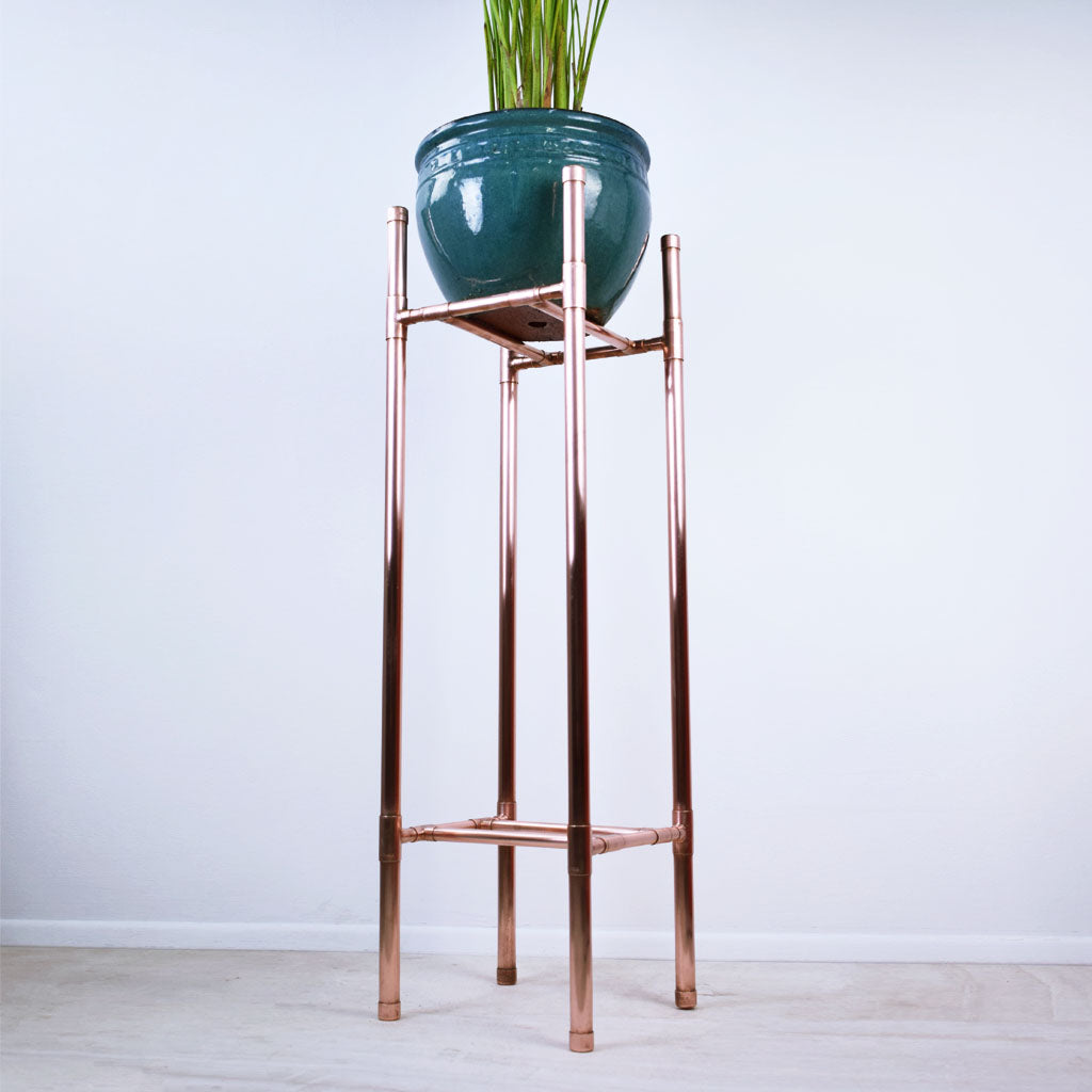 Handmade Tall Copper Plant Stand - Lower view