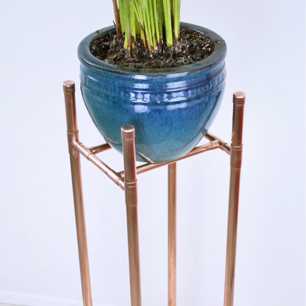 Handmade Tall Copper Plant Stand - View from top