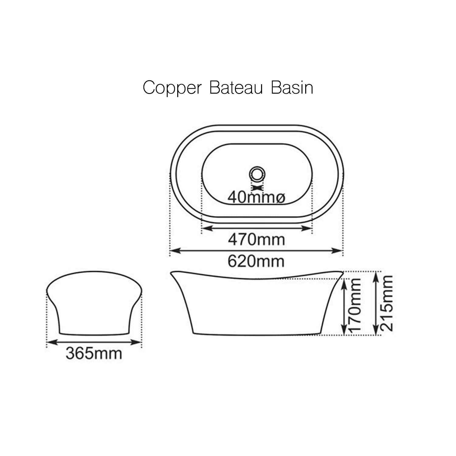 Copper basin technical drawing