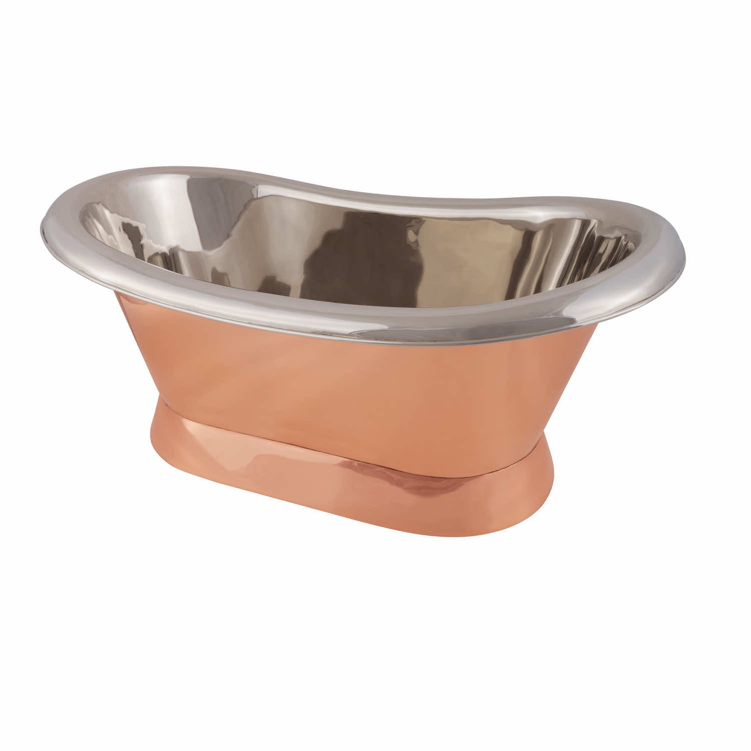 Genuine Copper Bulle Basin With Roll Top with a Nickel Interior