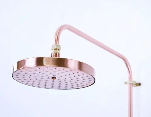 copper shower head featured on Aromatherapy showers