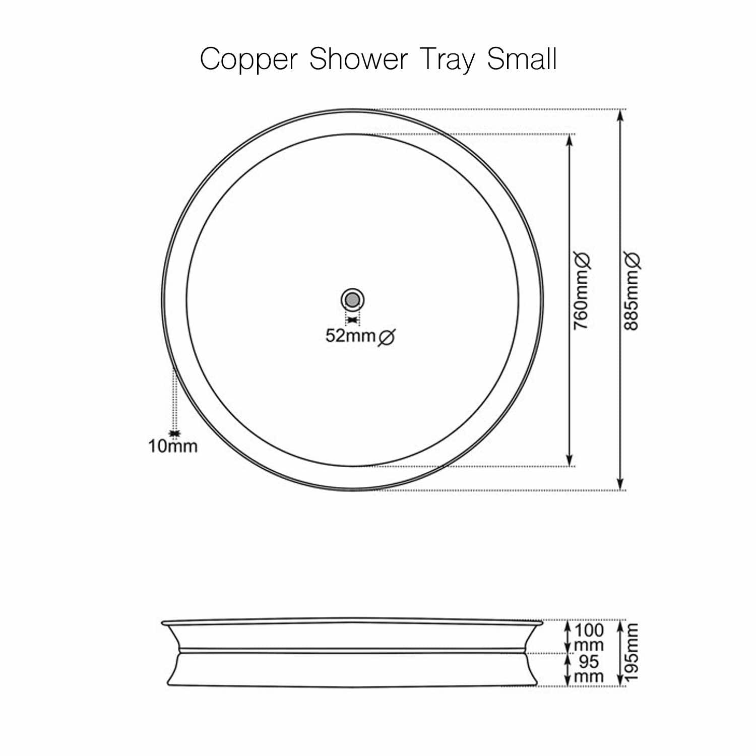Rotunda Genuine Copper Shower Tray - Small