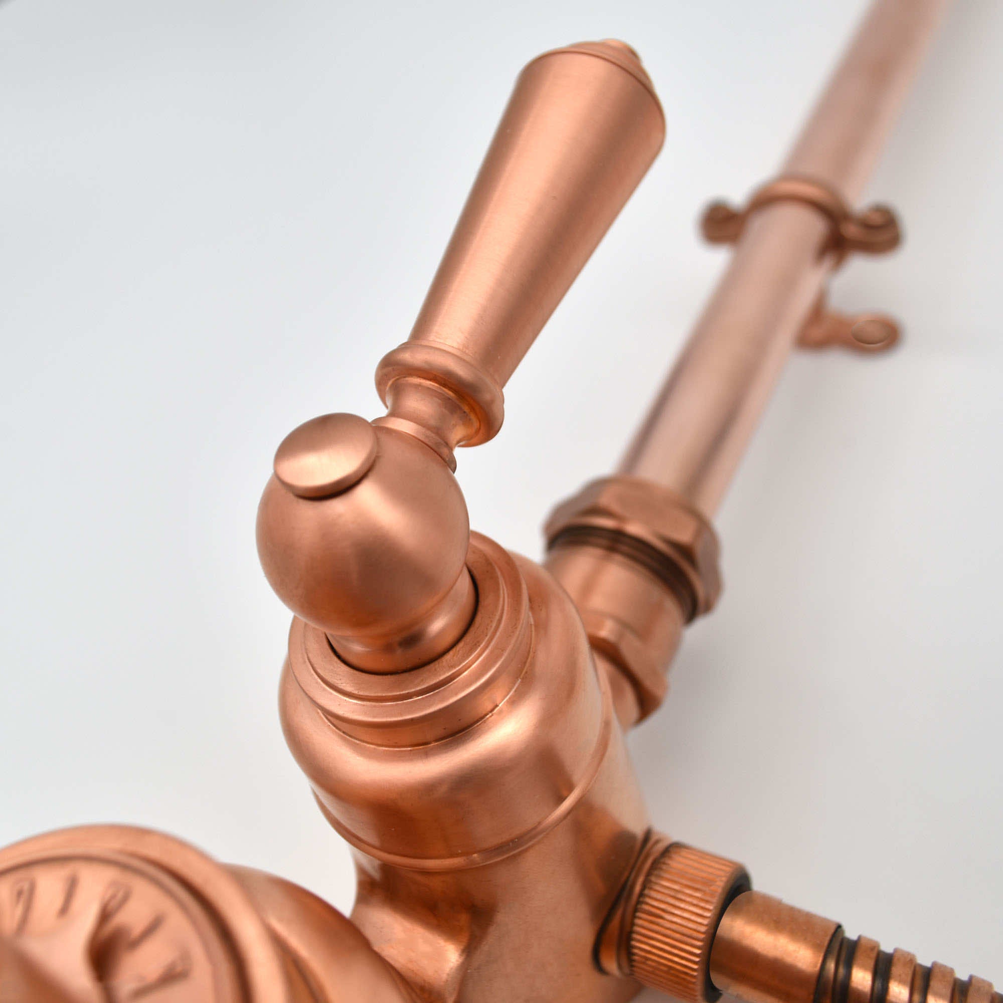 Copper valve with sleek and sophisticated design for a luxurious shower experience - copper lever handle finish
