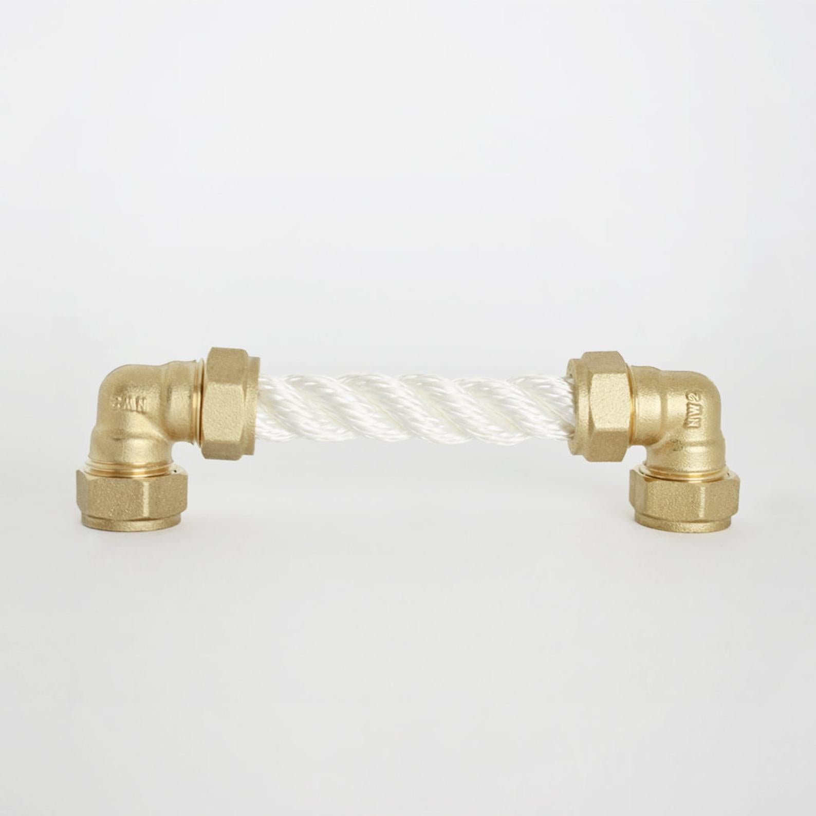 brass white rope pull marine nautical on white background