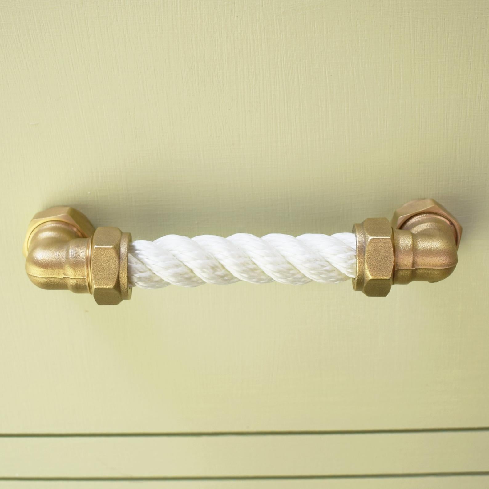 brass white rope pull marine nautical handle green drawers front angle