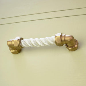 brass white rope pull marine nautical handle green drawers low view