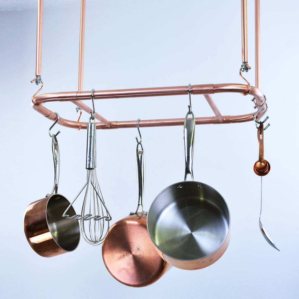 Curved Copper Ceiling Pot and Pan Rack - Proper Copper Design