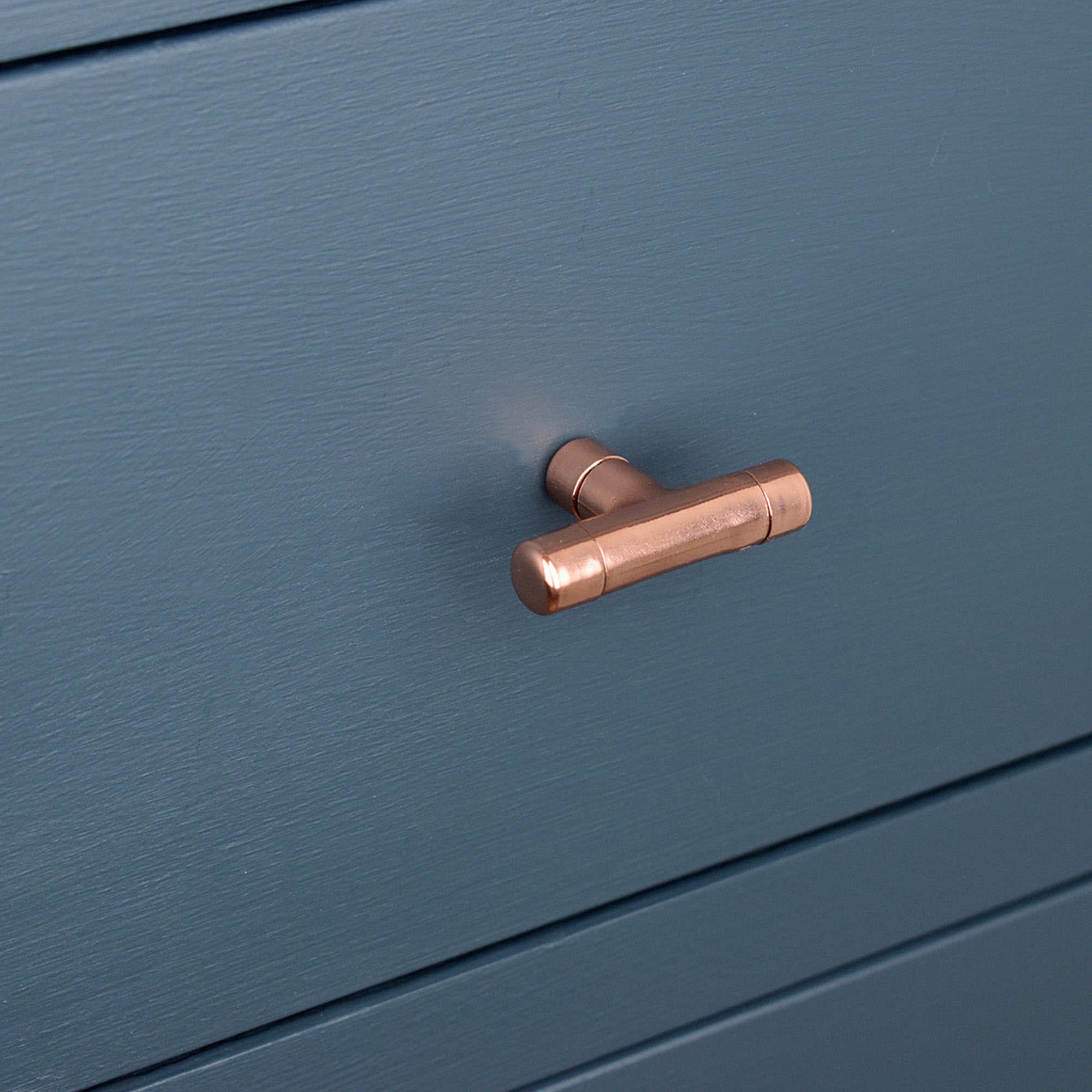 Mini Copper Knob on Blue Cabinets