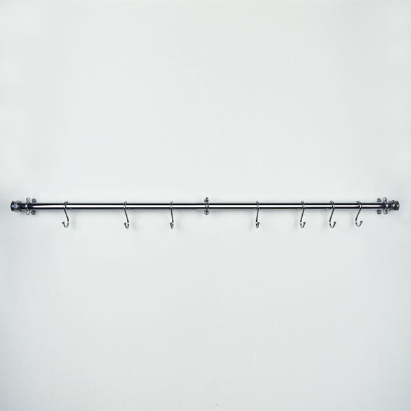 Wall Mounted Chrome Pot and Pan Rail - 22mm - Proper Copper Design