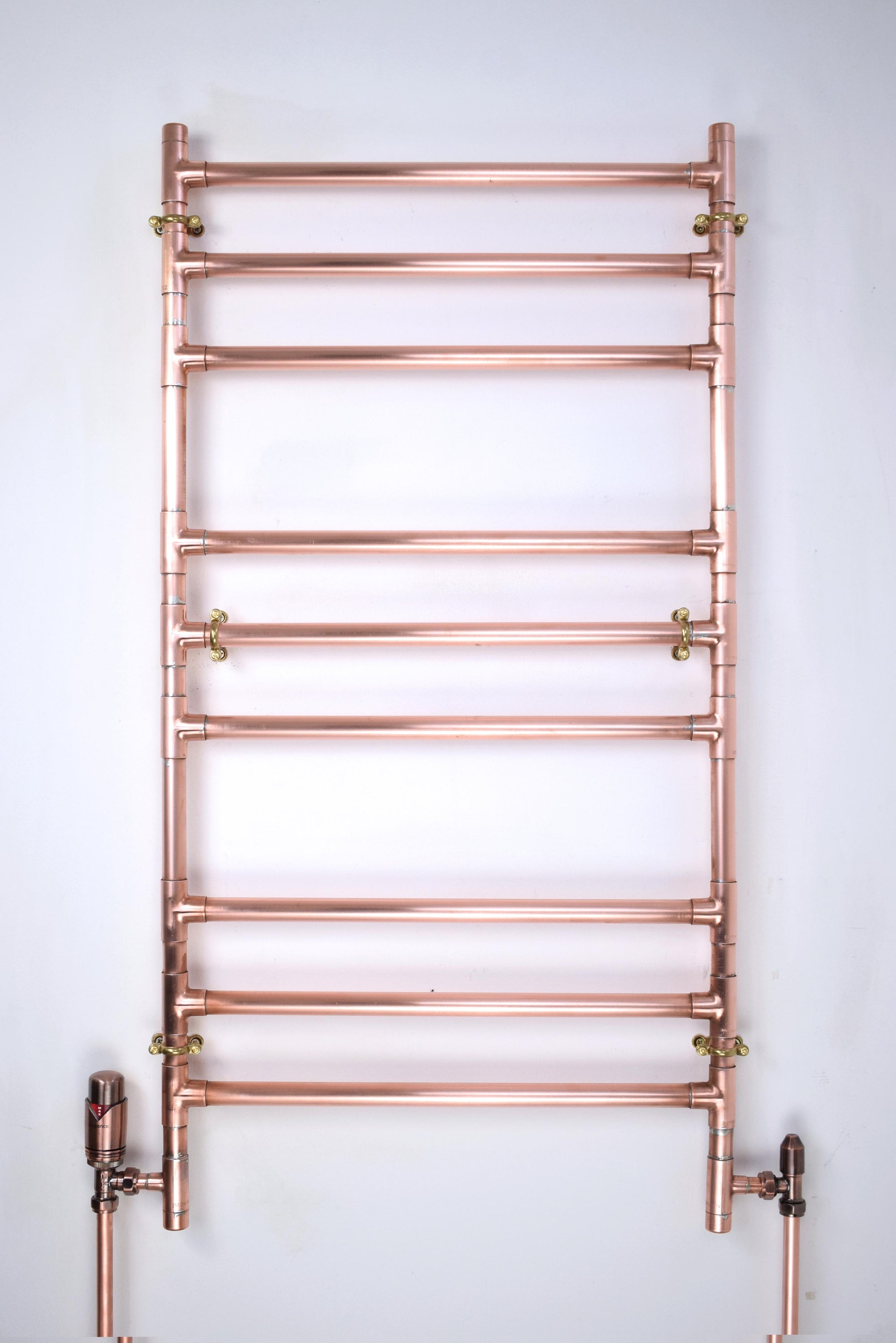 Heated Copper Towel Ladder - View from front
