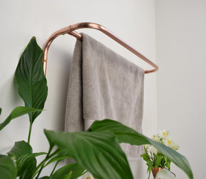 Copper Twin Rail Towel Rack - With towels