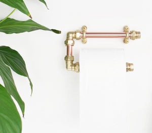Industrial Copper and Brass Bathroom Set - Toilet roll holder