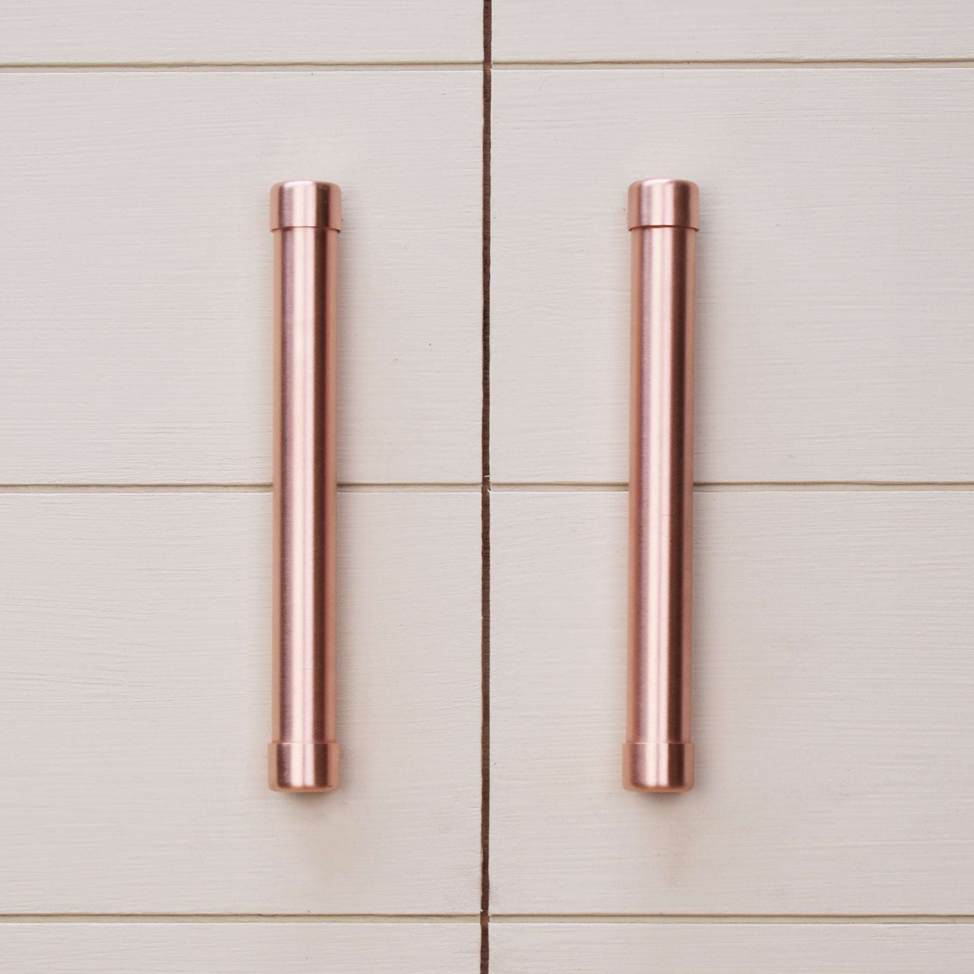 Copper Bar Handle - White Cabinet Background