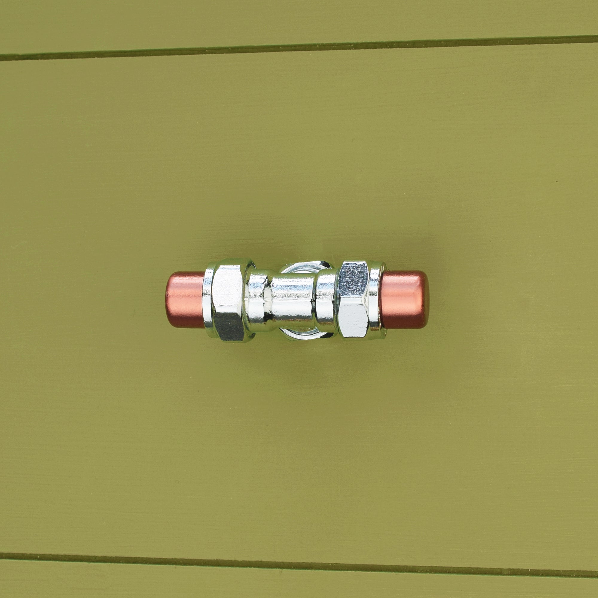 Industrial Chrome and Copper T Knob Proper Copper Design