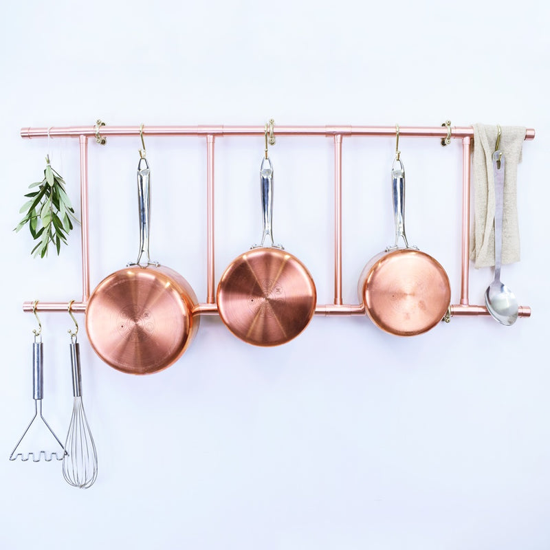 Wall Mounted Pot and Pan Ladder Rack Proper Copper Design